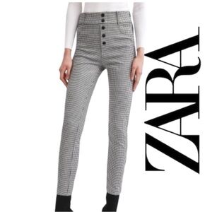 Zara Trafaluc Hi-Rise  leggings sz M 6 or sz 28. Ankle crop checkered print